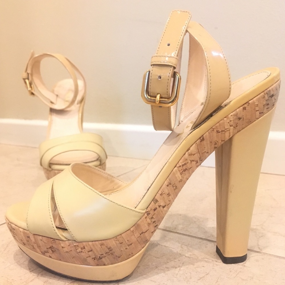 Prada beige cork platform leather sandal 36.5 - Picture 2 of 8
